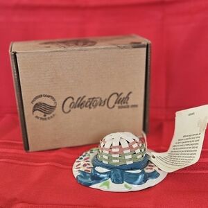 Longaberger Collectors Club Miniature Spring Bonnet Basket with Ceramic Base New